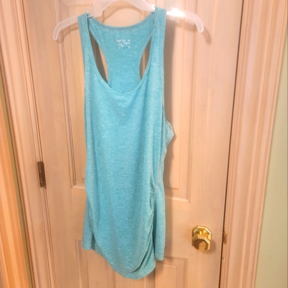 Glamix Maternity Racer Back Spandex Yoga Athletic Tank Top Sz XL Teal Green